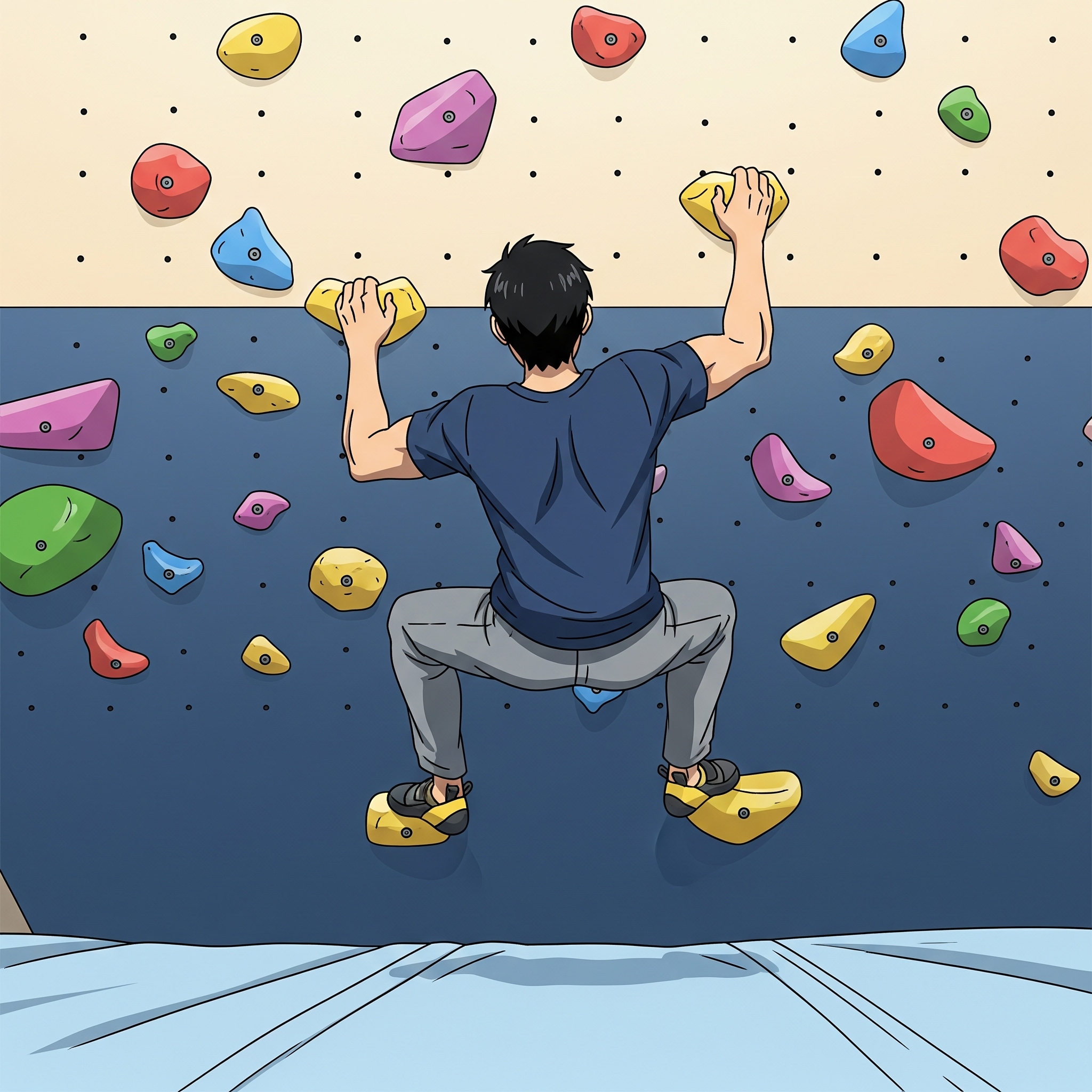 A person bouldering